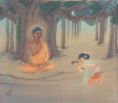 仏教聖画 牧女の供養（もくにょのくよう）